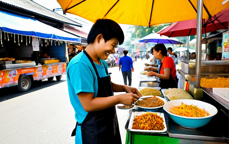 효과적인 커뮤니티 식사 피드백 수집 방법 - Street Food Stall Feedback**

Prompt: A busy Thai street food stall with a vendor smiling at a custo...