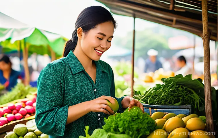 건강과 안전을 고려한 식사 관리 - **Prompt:** A cheerful Thai woman in her late 20s to early 30s, dressed in a comfortable, modest blo...
