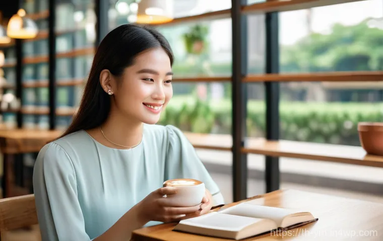 커뮤니티 식사에서의 대화 주제 제안 - **Prompt 1: Serene Cafe Morning in Bangkok**
A stylish young woman, in her early twenties, is en...