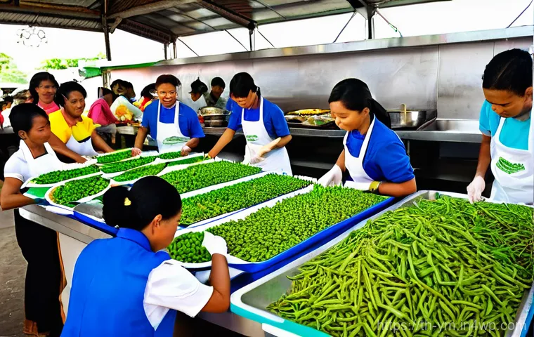 커뮤니티 식사에서의 기부 문화 형성하기 - **A bustling and inspiring scene of diverse Thai volunteers working together in a community kitchen....
