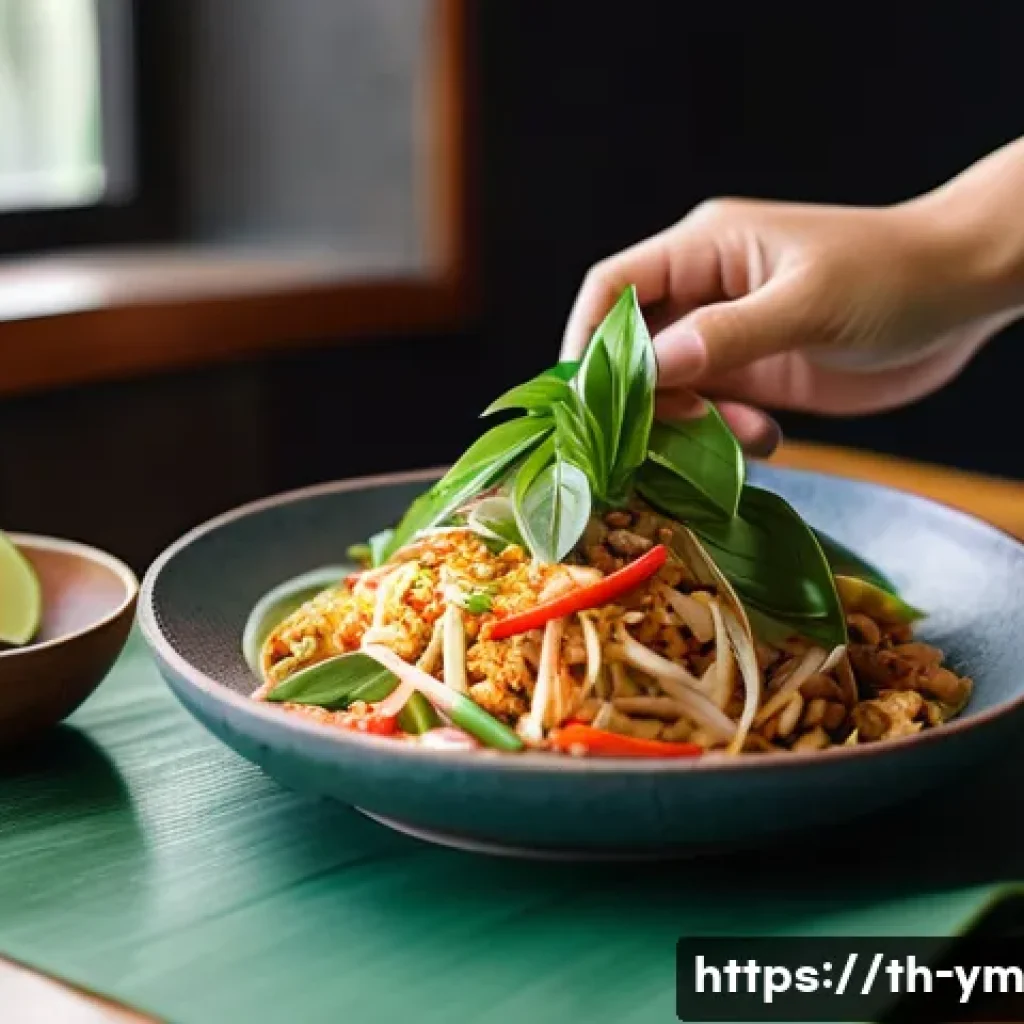 식사 후 레시피 공유 방법 - A bright and inviting kitchen scene featuring a Thai home cook preparing a colorful dish using fresh...
