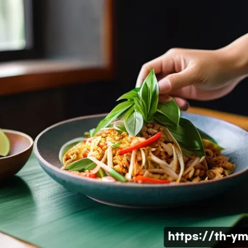 Home 33 식사 후 레시피 공유 방법 - A bright and inviting kitchen scene featuring a Thai home cook preparing a colorful dish using fresh...